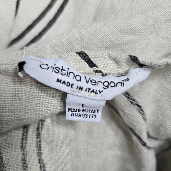 Cristina Vergani Dress Sleeveless 100% Linen Asymmetrical Hem Size Large - Picture 9 of 10